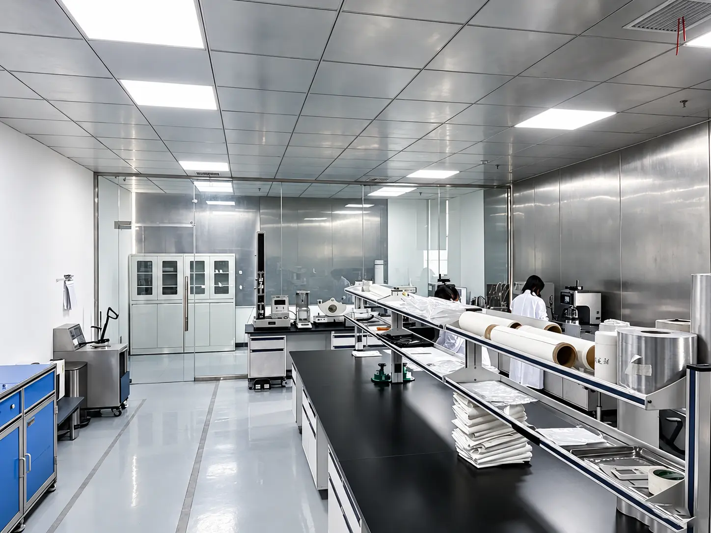 GUONATEC laboratory with membrane testing and material samples